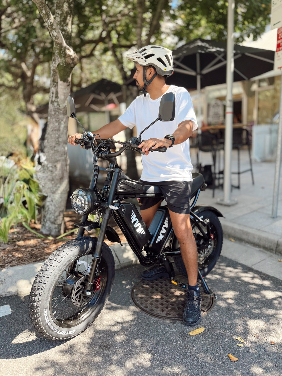 Rider on a coastal bike path